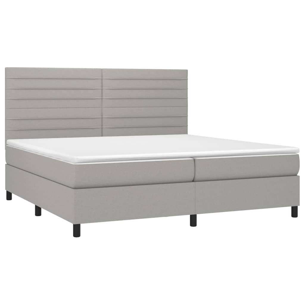 vidaXL Cama box spring con colchón tela gris claro 200x200 cm