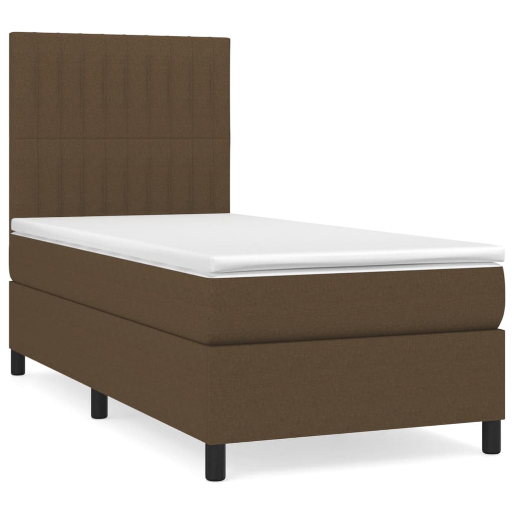 vidaXL Cama box spring con colchón tela marrón oscuro 100x200 cm