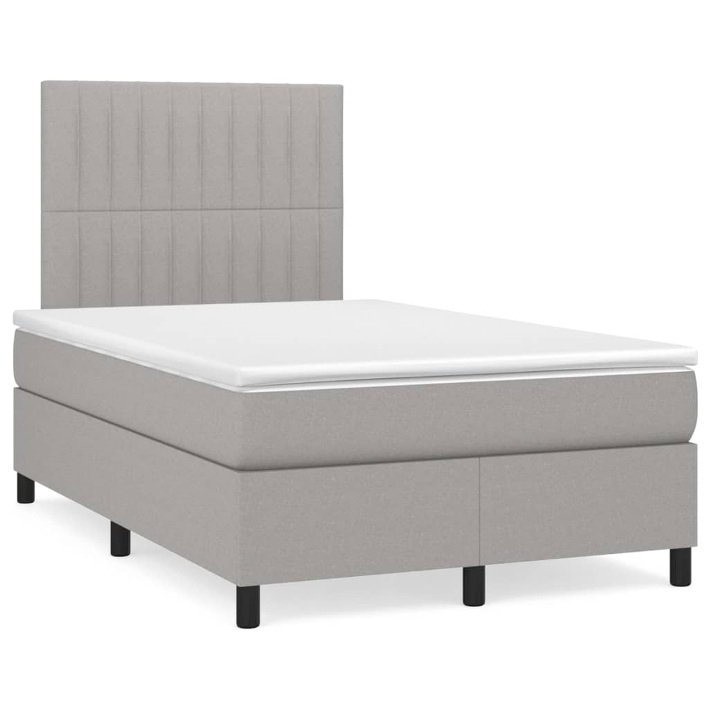 vidaXL Cama box spring con colchón tela gris claro 120x200 cm