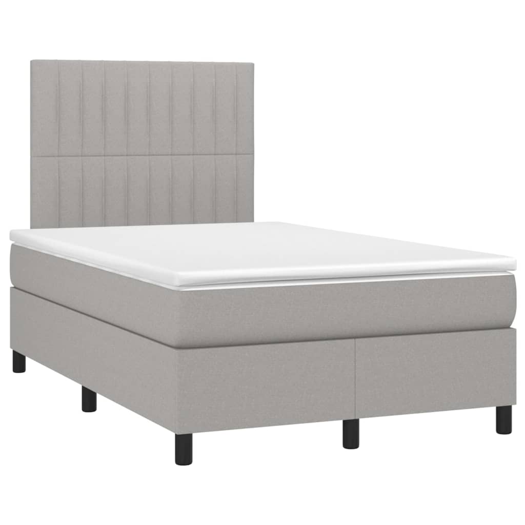 vidaXL Cama box spring con colchón tela gris claro 120x200 cm