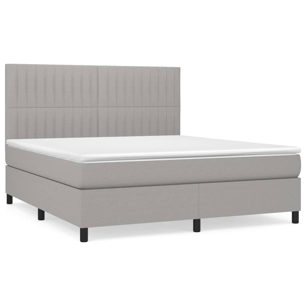 vidaXL Cama box spring con colchón tela gris claro 180x200 cm