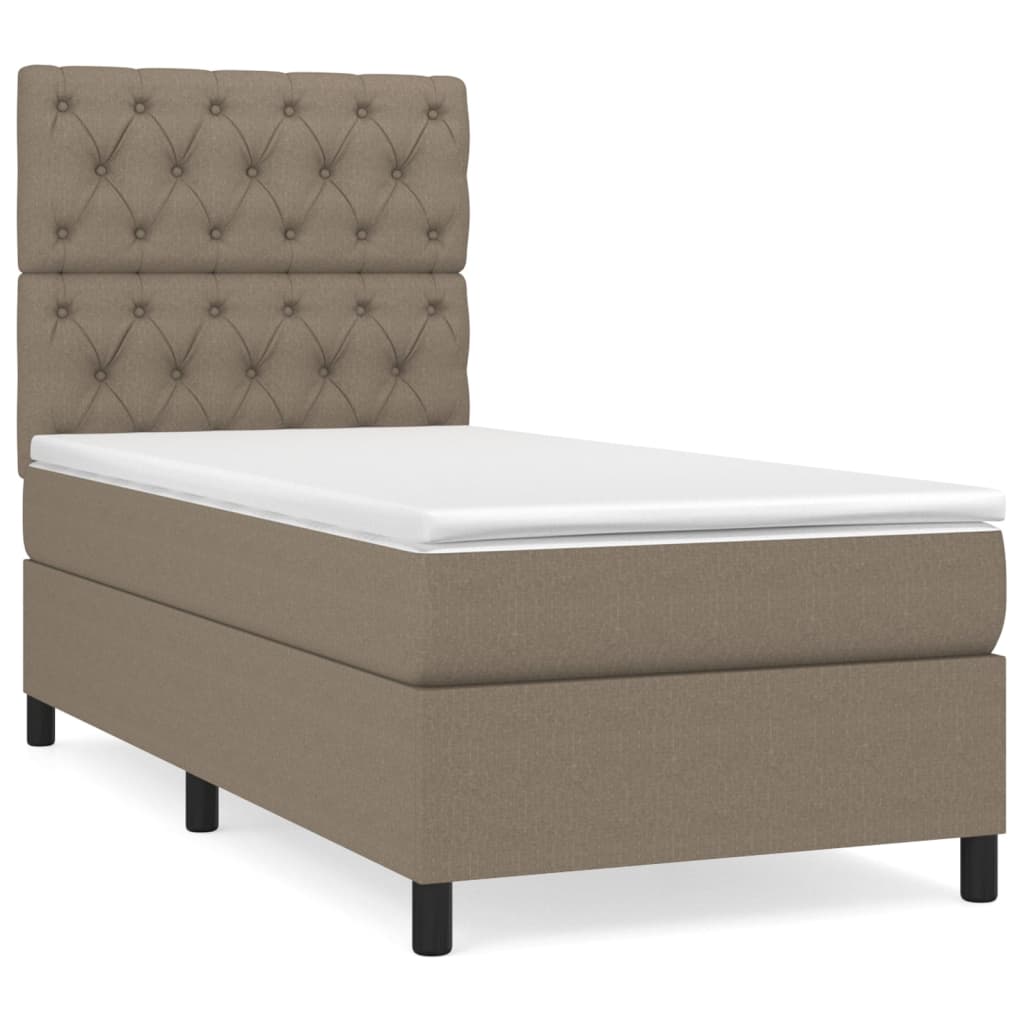 vidaXL Cama box spring con colchón tela gris taupe 80x200 cm