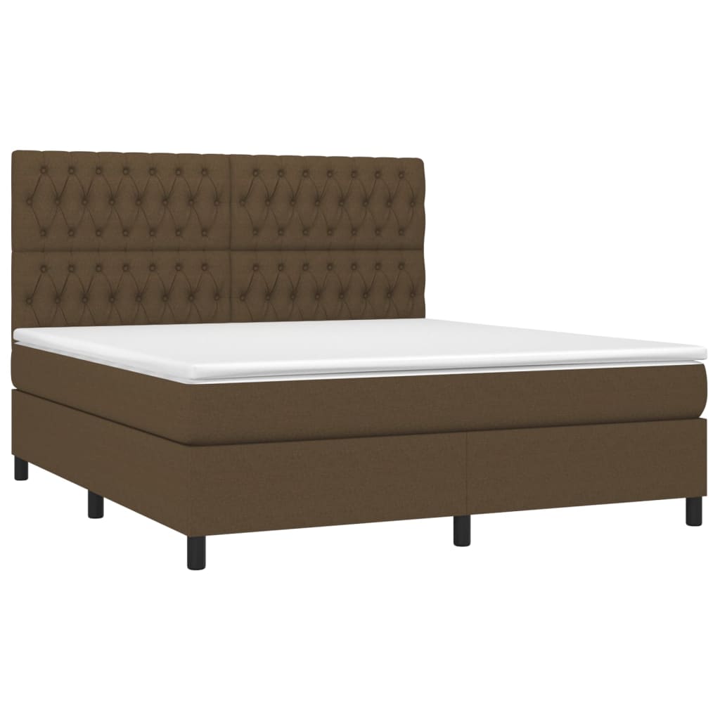 vidaXL Cama box spring con colchón tela marrón oscuro 180x200 cm