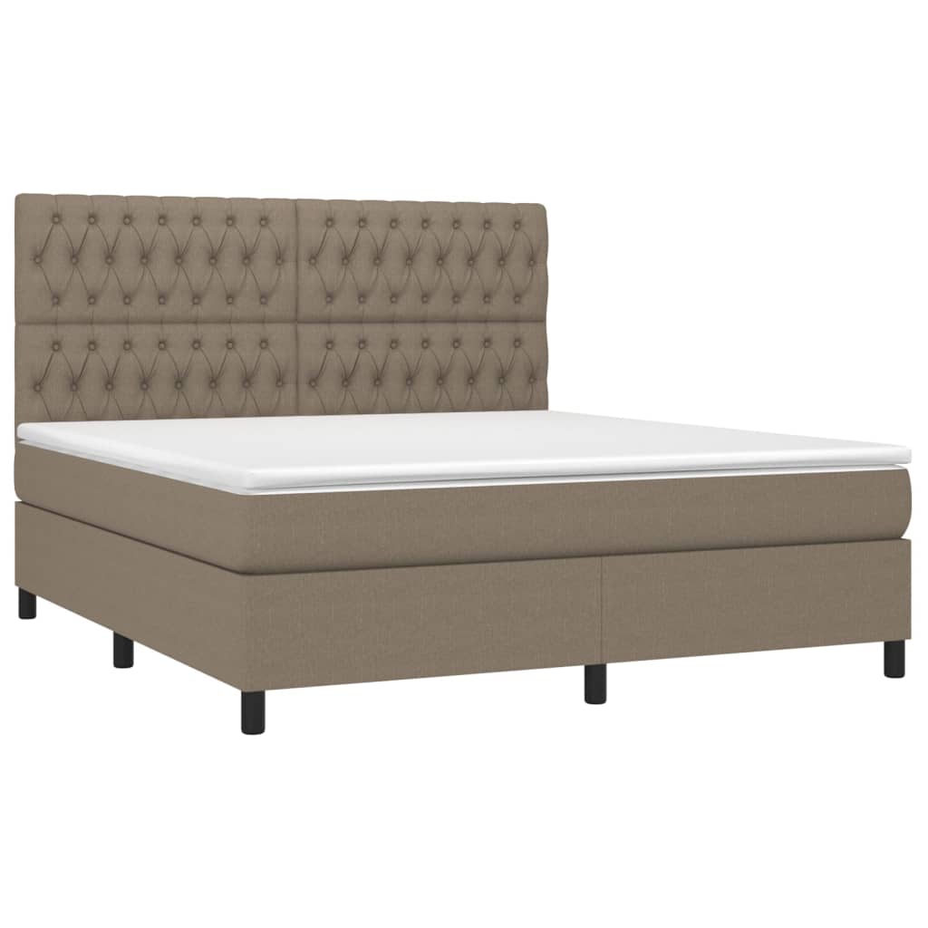 vidaXL Cama box spring con colchón tela gris taupe 180x200 cm