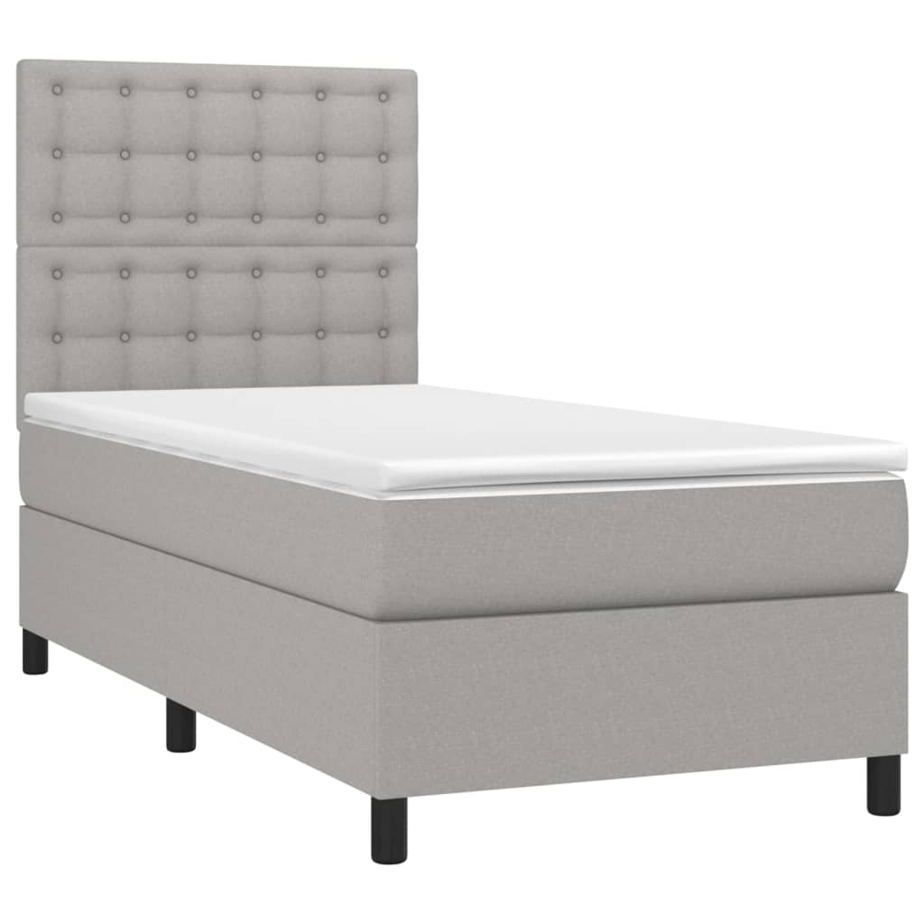 vidaXL Cama box spring con colchón tela gris claro 100x200 cm