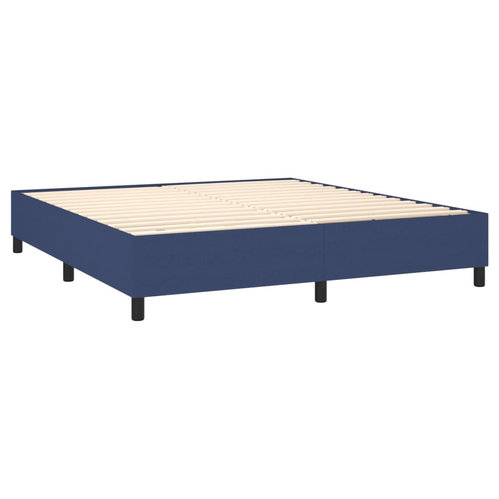 vidaXL Cama box spring con colchón tela azul 180x200 cm