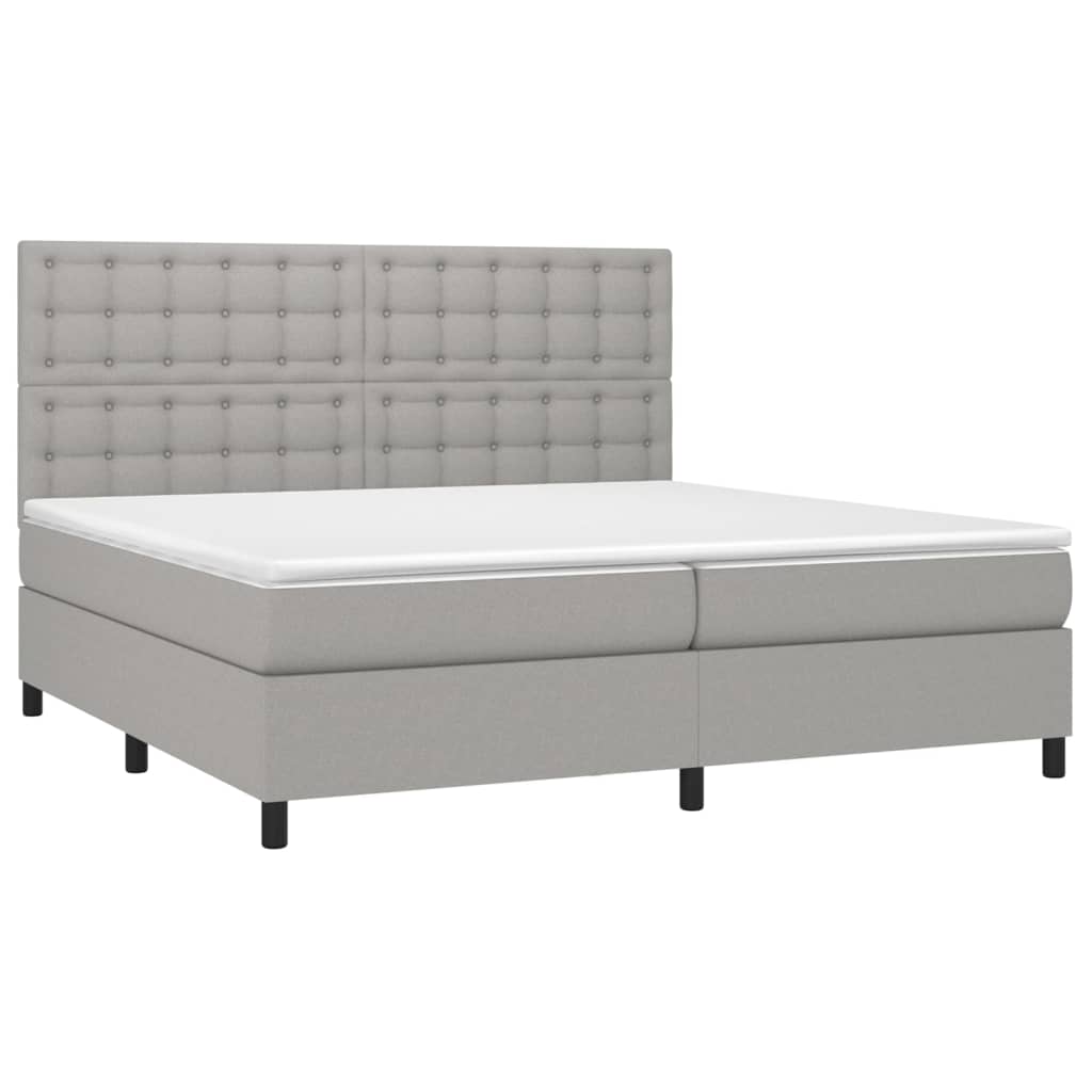 vidaXL Cama box spring con colchón tela gris claro 200x200 cm