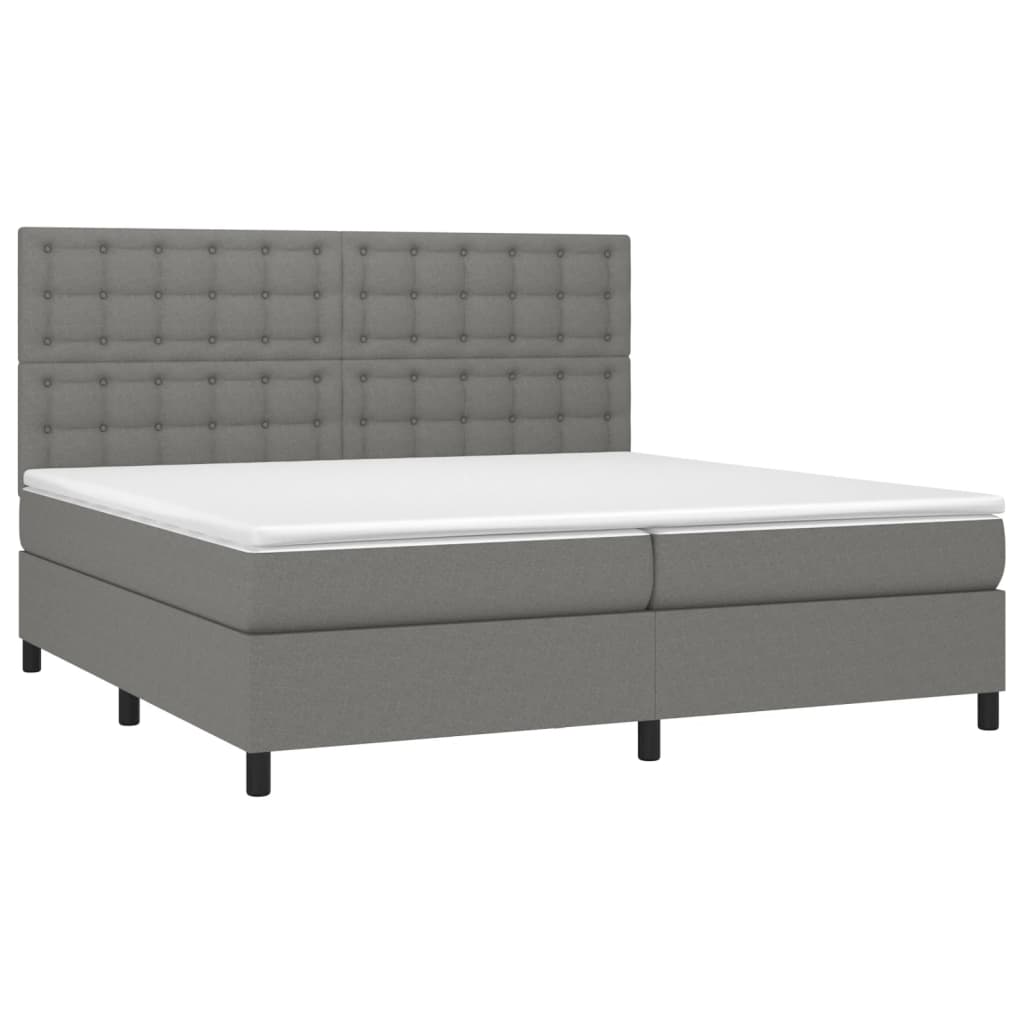 vidaXL Cama box spring con colchón tela gris oscuro 200x200 cm