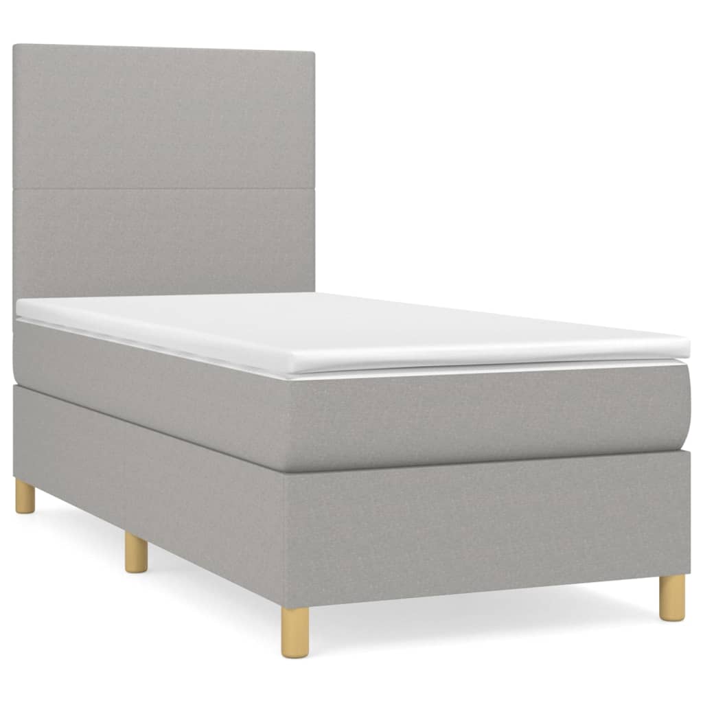 vidaXL Cama box spring con colchón tela gris claro 90x200 cm