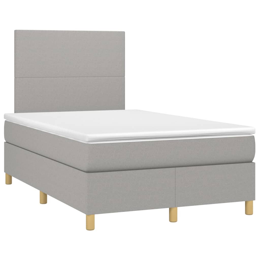 vidaXL Cama box spring con colchón tela gris claro 120x200 cm