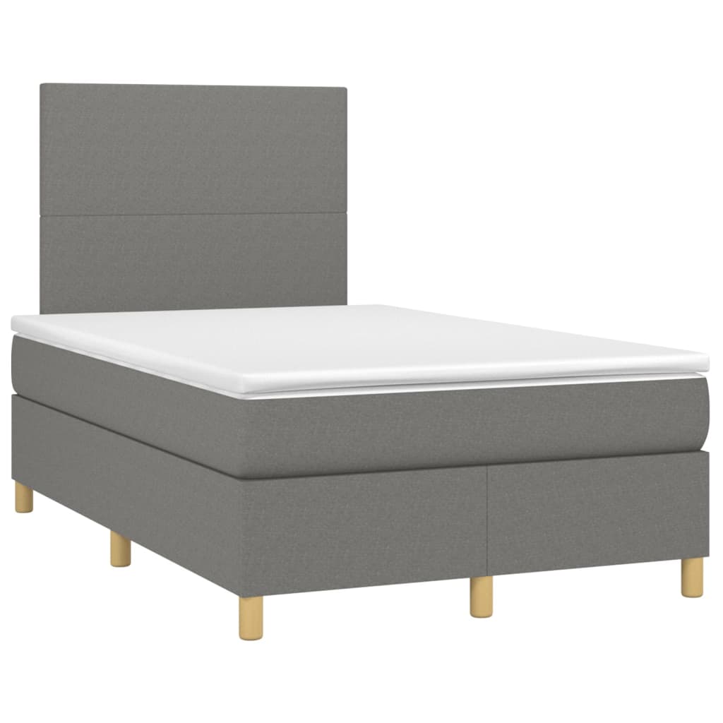 vidaXL Cama box spring con colchón tela gris oscuro 120x200 cm