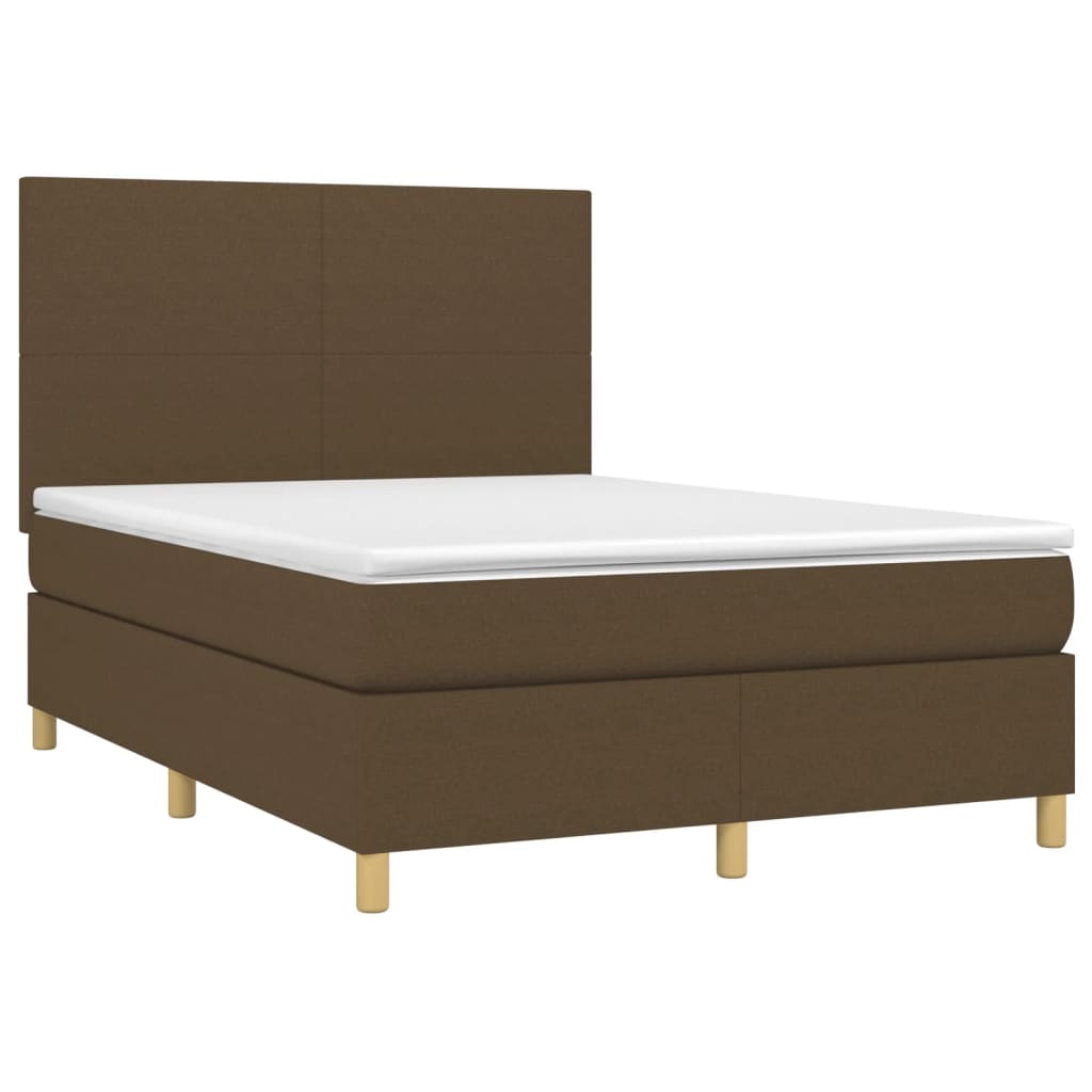 vidaXL Cama box spring con colchón tela marrón oscuro 140x200 cm