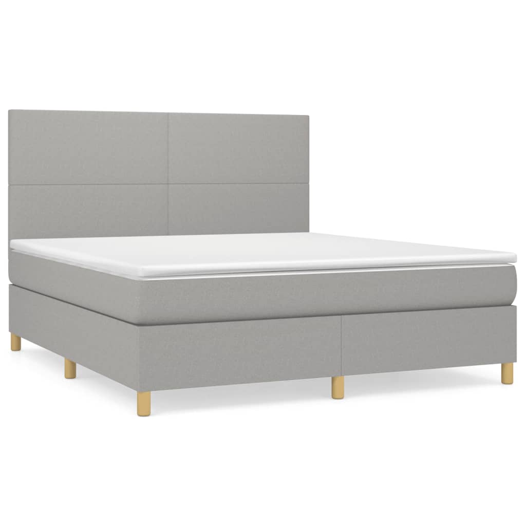 vidaXL Cama box spring con colchón tela gris claro 160x200 cm