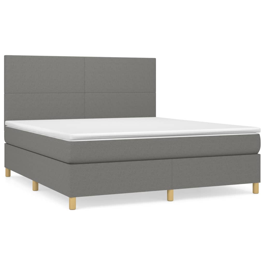 vidaXL Cama box spring con colchón tela gris oscuro 160x200 cm