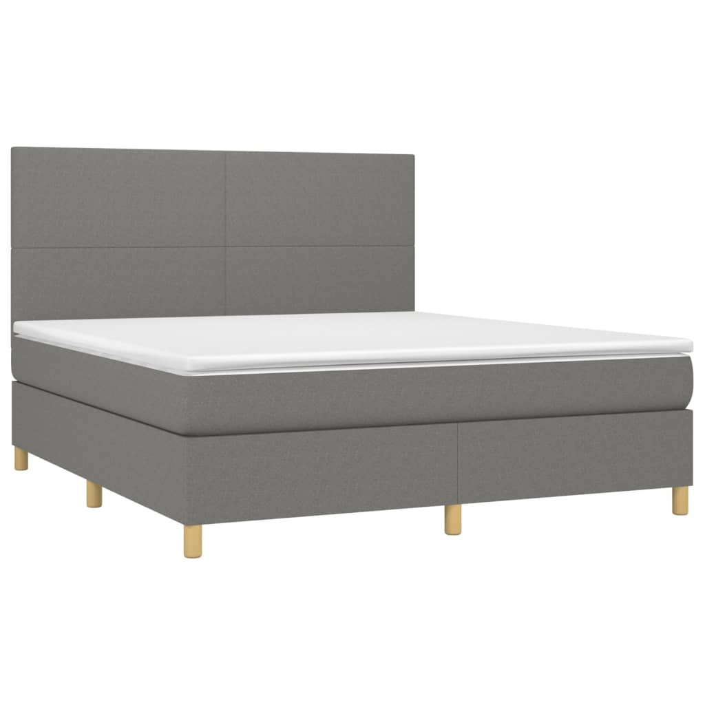 vidaXL Cama box spring con colchón tela gris oscuro 160x200 cm