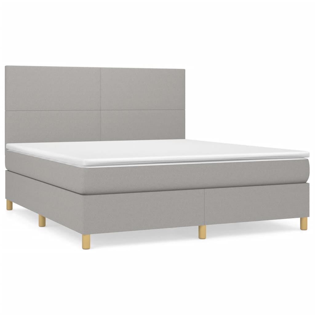 vidaXL Cama box spring con colchón tela gris claro 180x200 cm