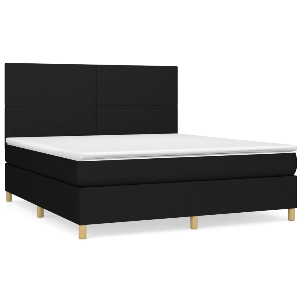 vidaXL Cama box spring con colchón tela negro 180x200 cm