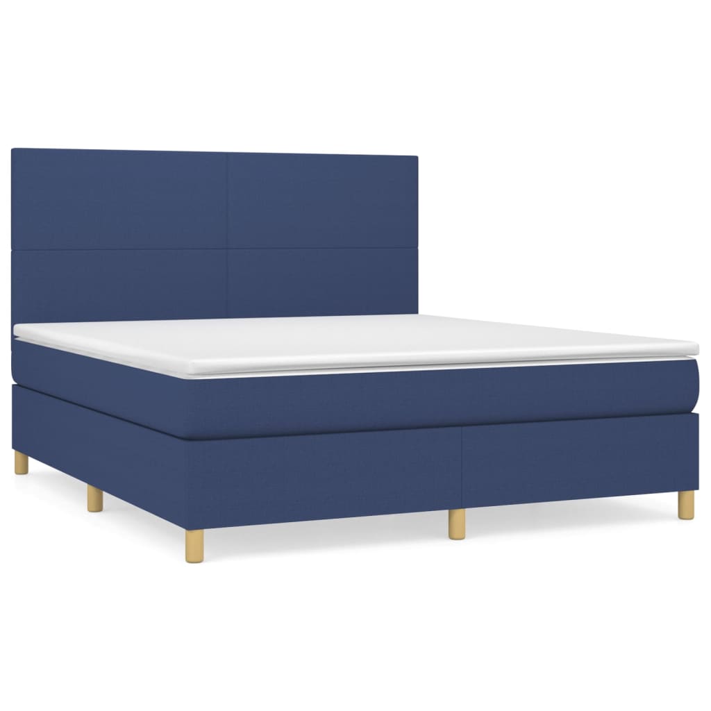 vidaXL Cama box spring con colchón tela azul 180x200 cm