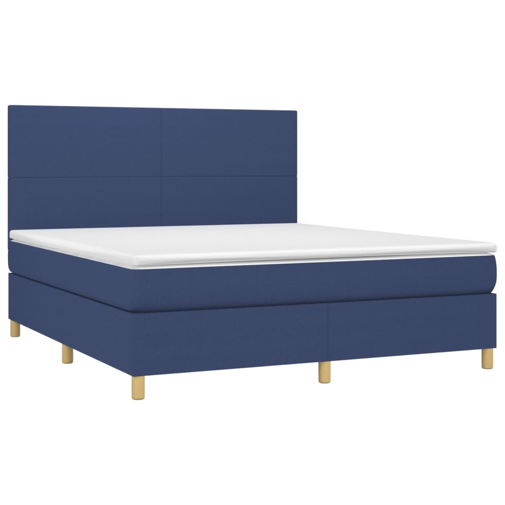 vidaXL Cama box spring con colchón tela azul 180x200 cm