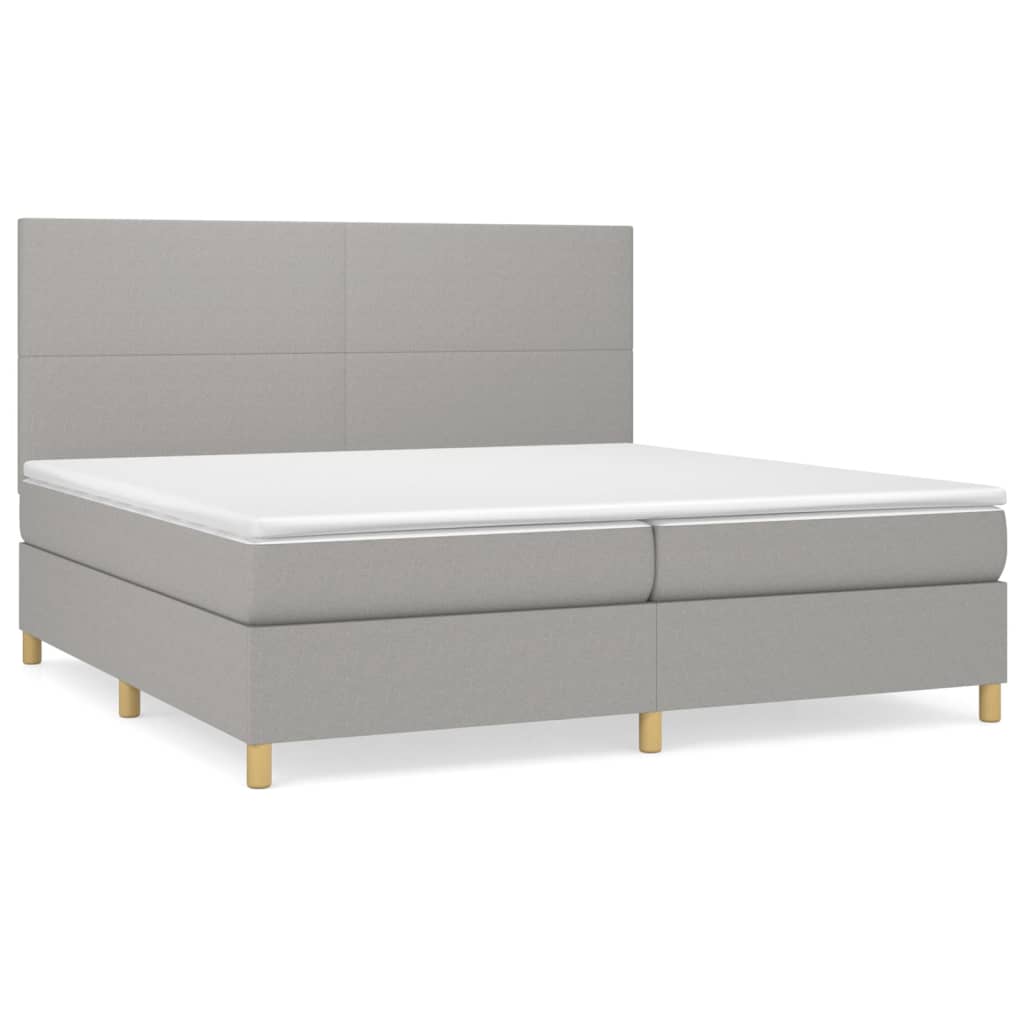 vidaXL Cama box spring con colchón tela gris claro 200x200 cm