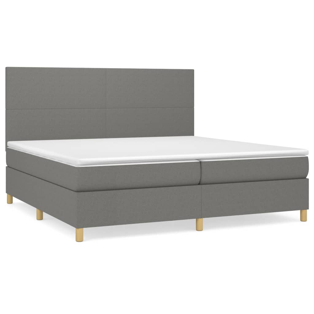 vidaXL Cama box spring con colchón tela gris oscuro 200x200 cm