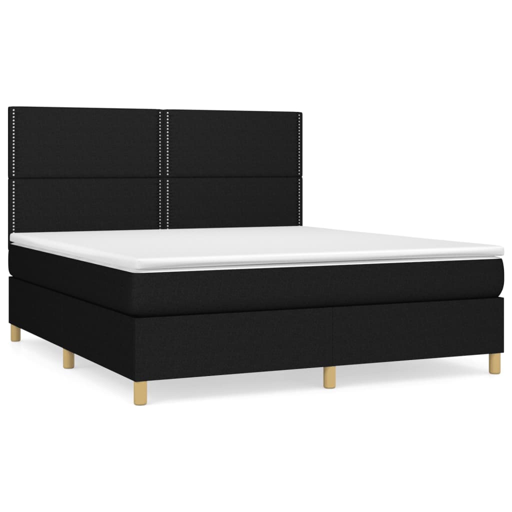 vidaXL Cama box spring con colchón tela negro 160x200 cm