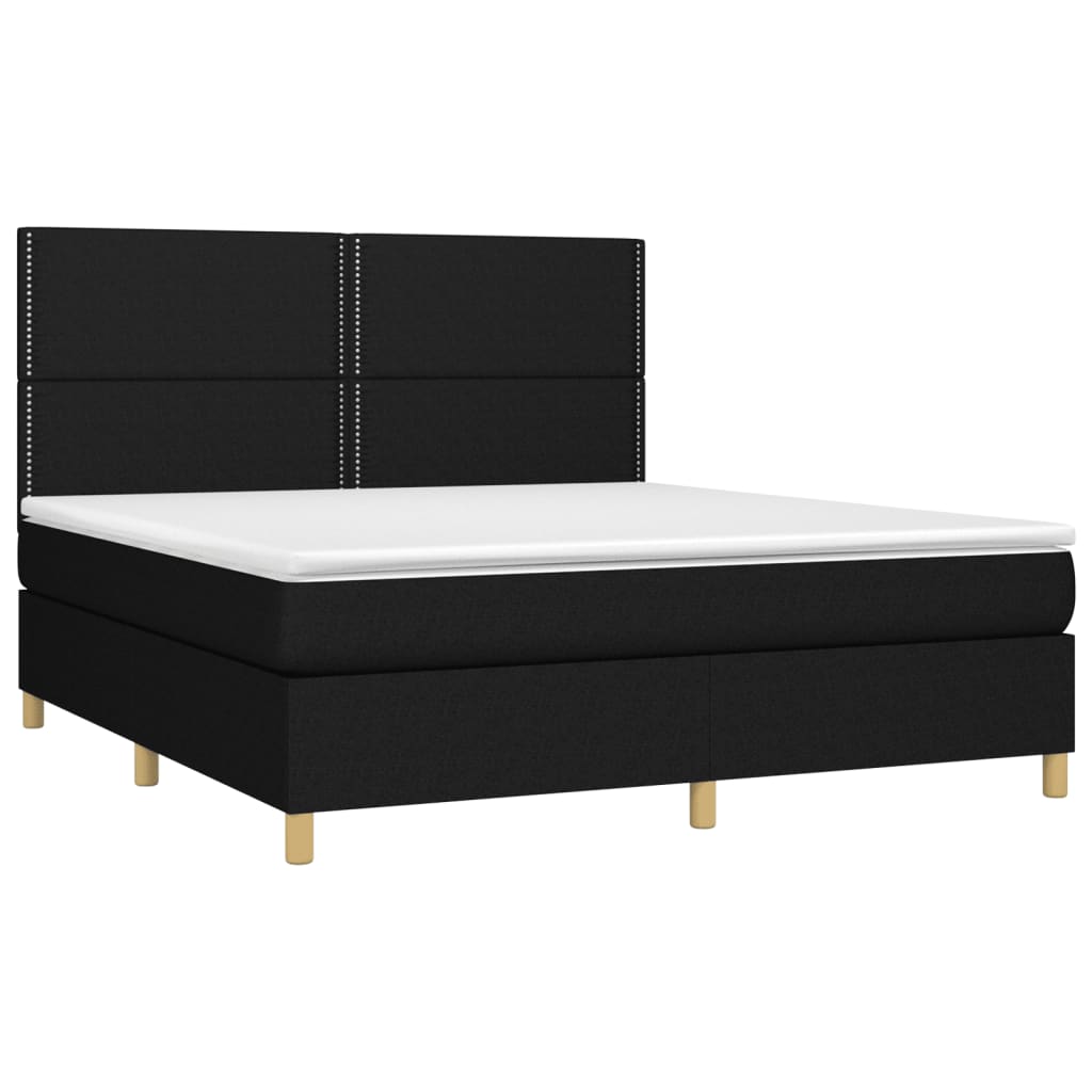 vidaXL Cama box spring con colchón tela negro 160x200 cm