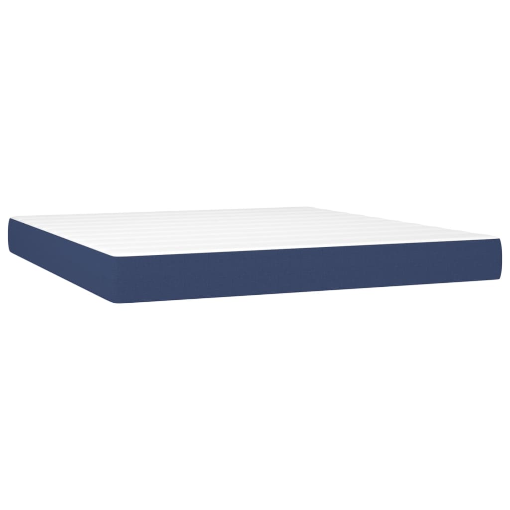 vidaXL Cama box spring con colchón tela azul 160x200 cm