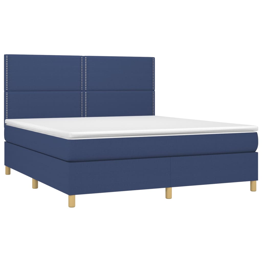 vidaXL Cama box spring con colchón tela azul 180x200 cm