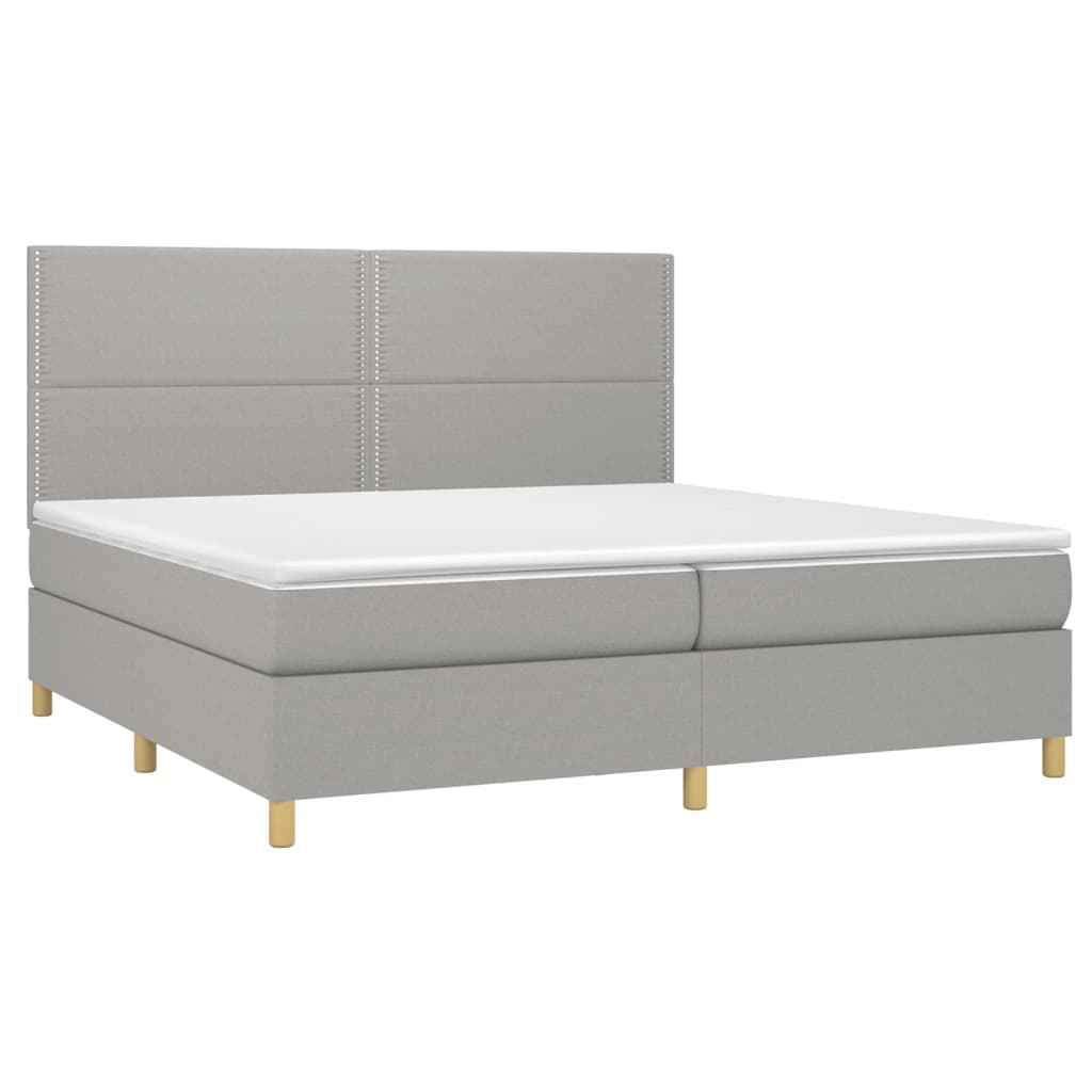 vidaXL Cama box spring con colchón tela gris claro 200x200 cm