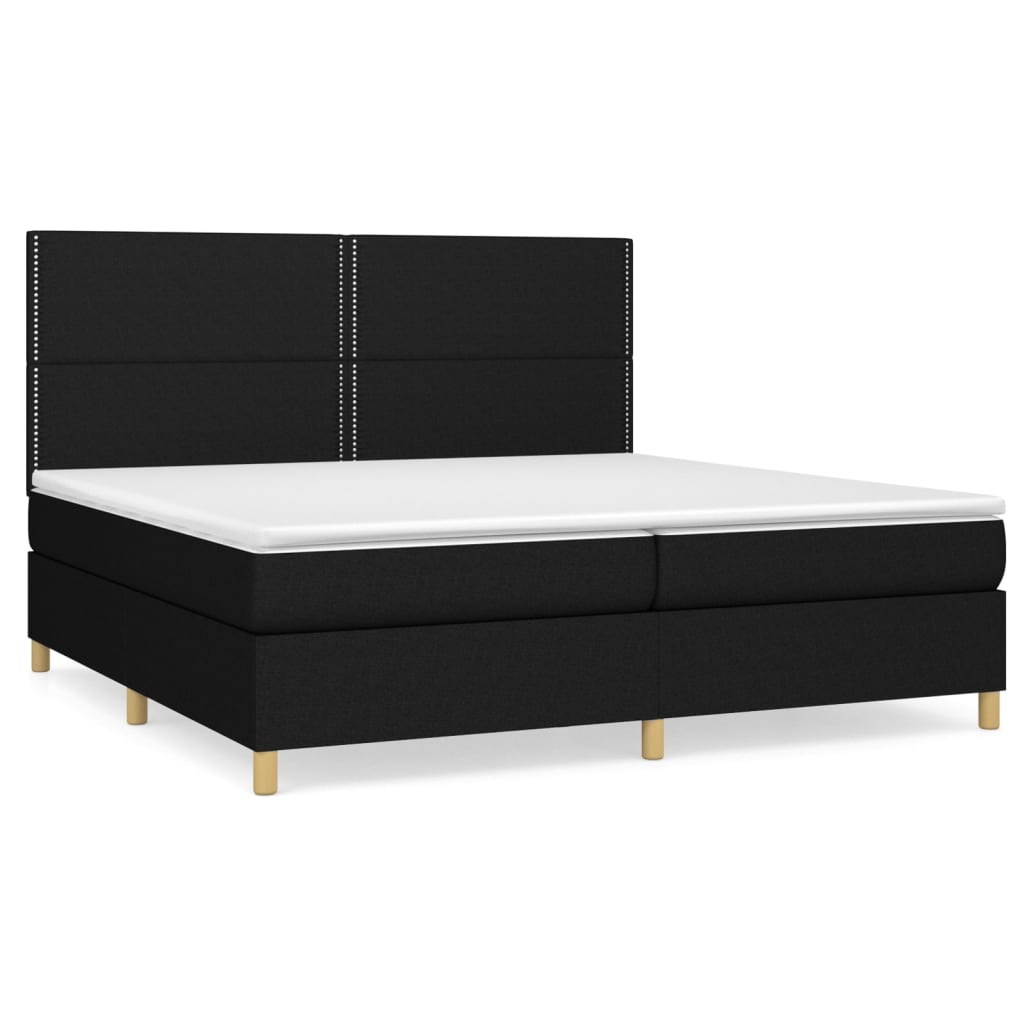 vidaXL Cama box spring con colchón tela negro 200x200 cm