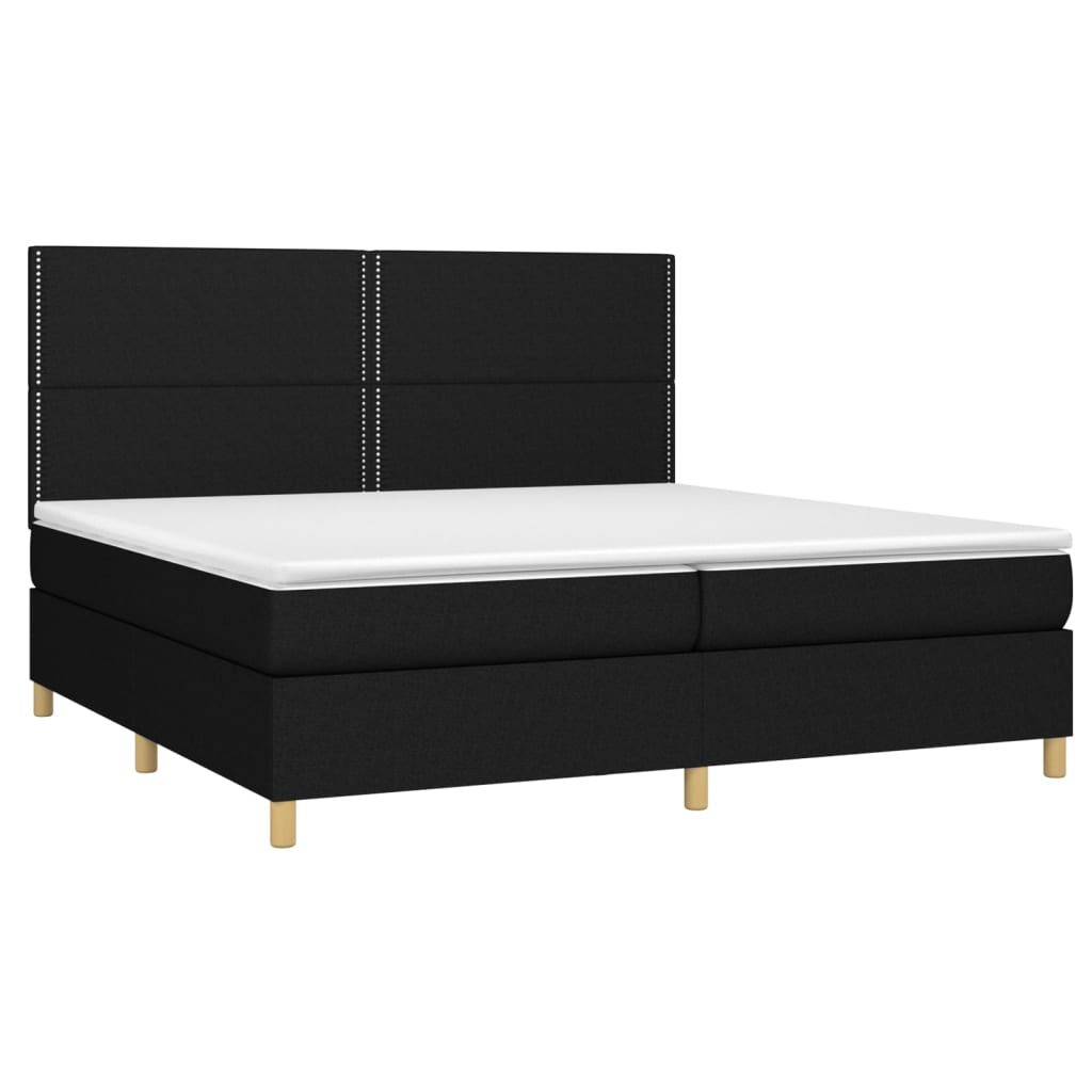 vidaXL Cama box spring con colchón tela negro 200x200 cm