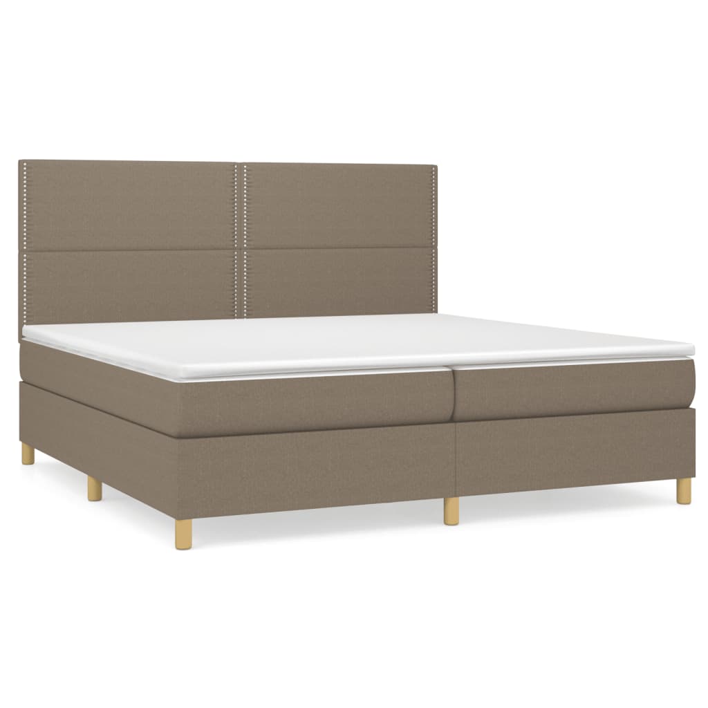 vidaXL Cama box spring con colchón tela gris taupe 200x200 cm