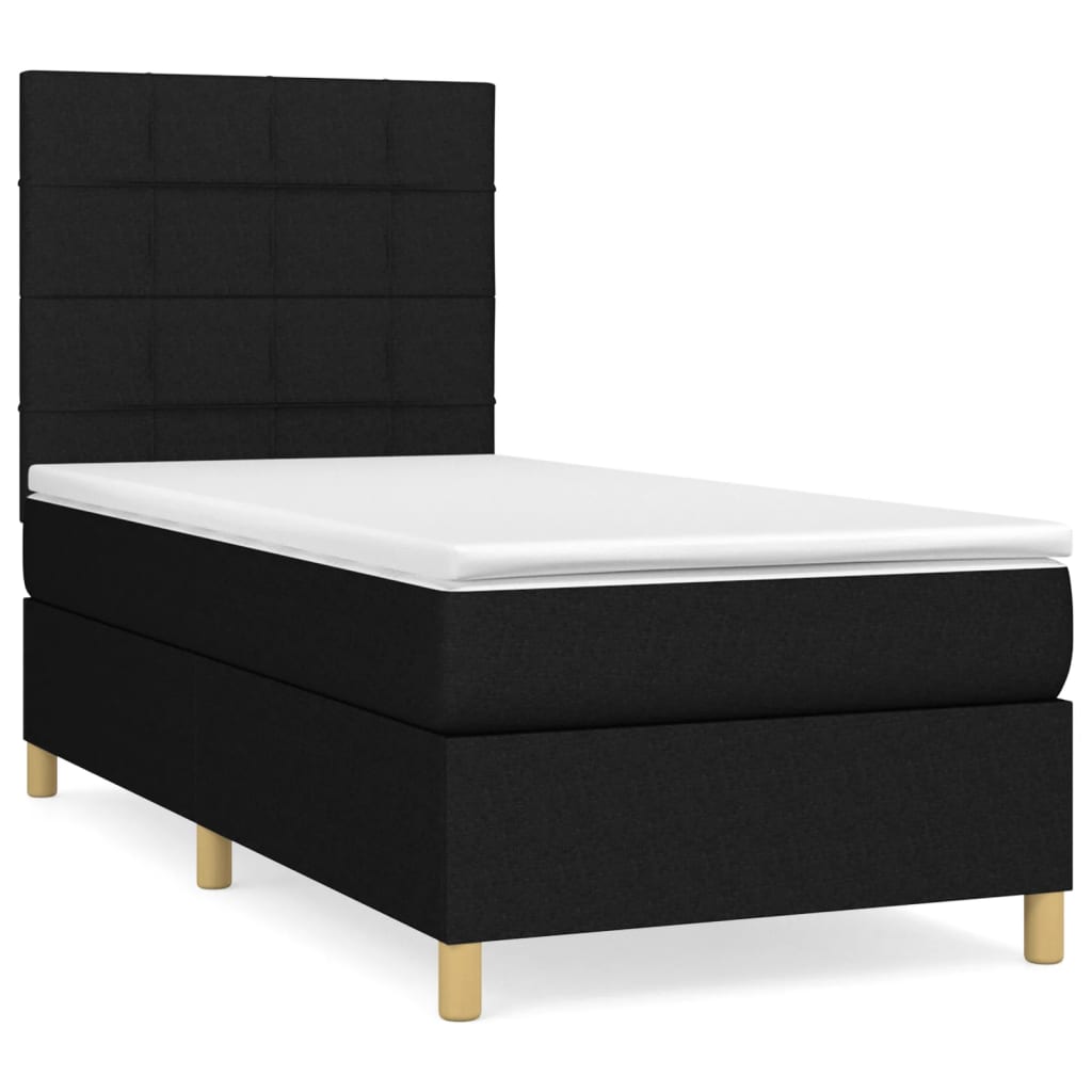 vidaXL Cama box spring con colchón tela negro 80x200 cm