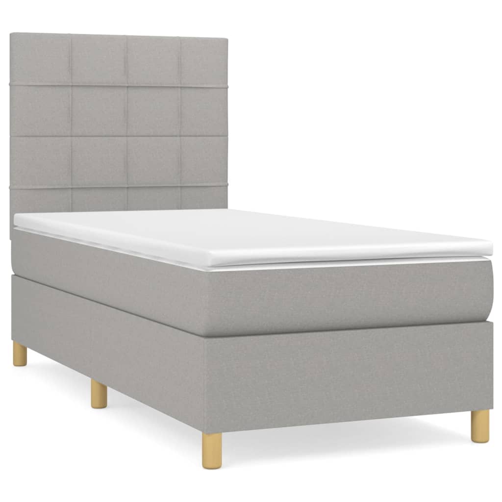 vidaXL Cama box spring con colchón tela gris claro 90x190 cm