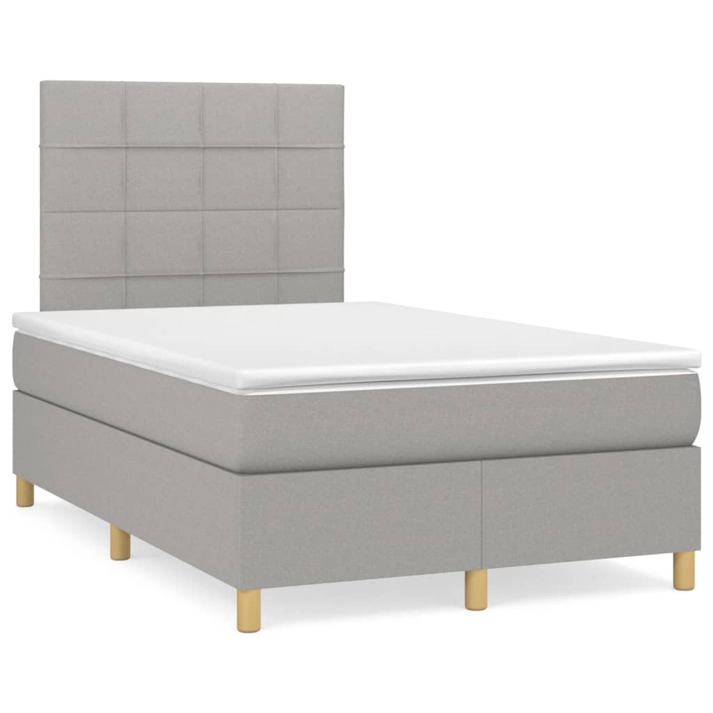 vidaXL Cama box spring con colchón tela gris claro 120x200 cm