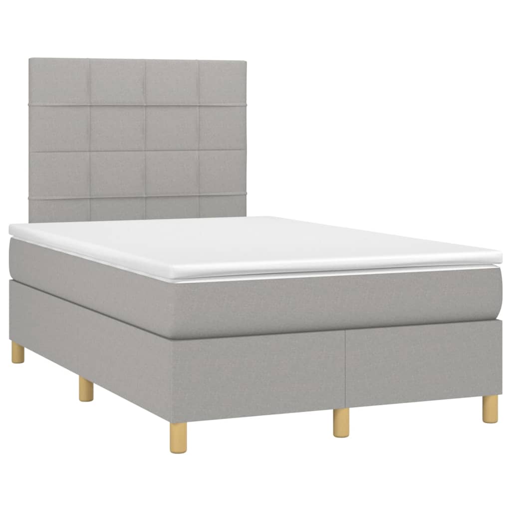 vidaXL Cama box spring con colchón tela gris claro 120x200 cm