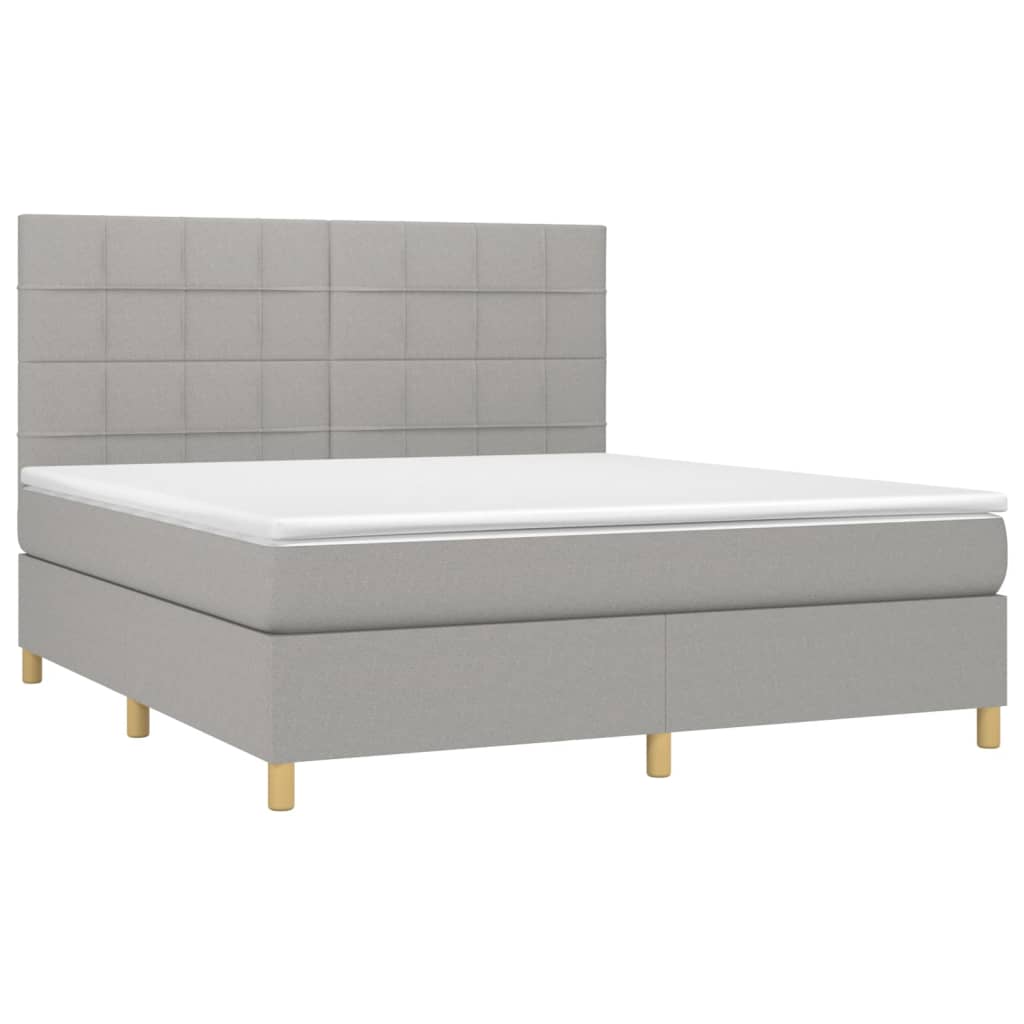 vidaXL Cama box spring con colchón tela gris claro 180x200 cm