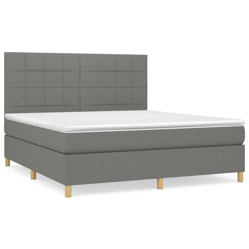 vidaXL Cama box spring con colchón tela gris oscuro 180x200 cm