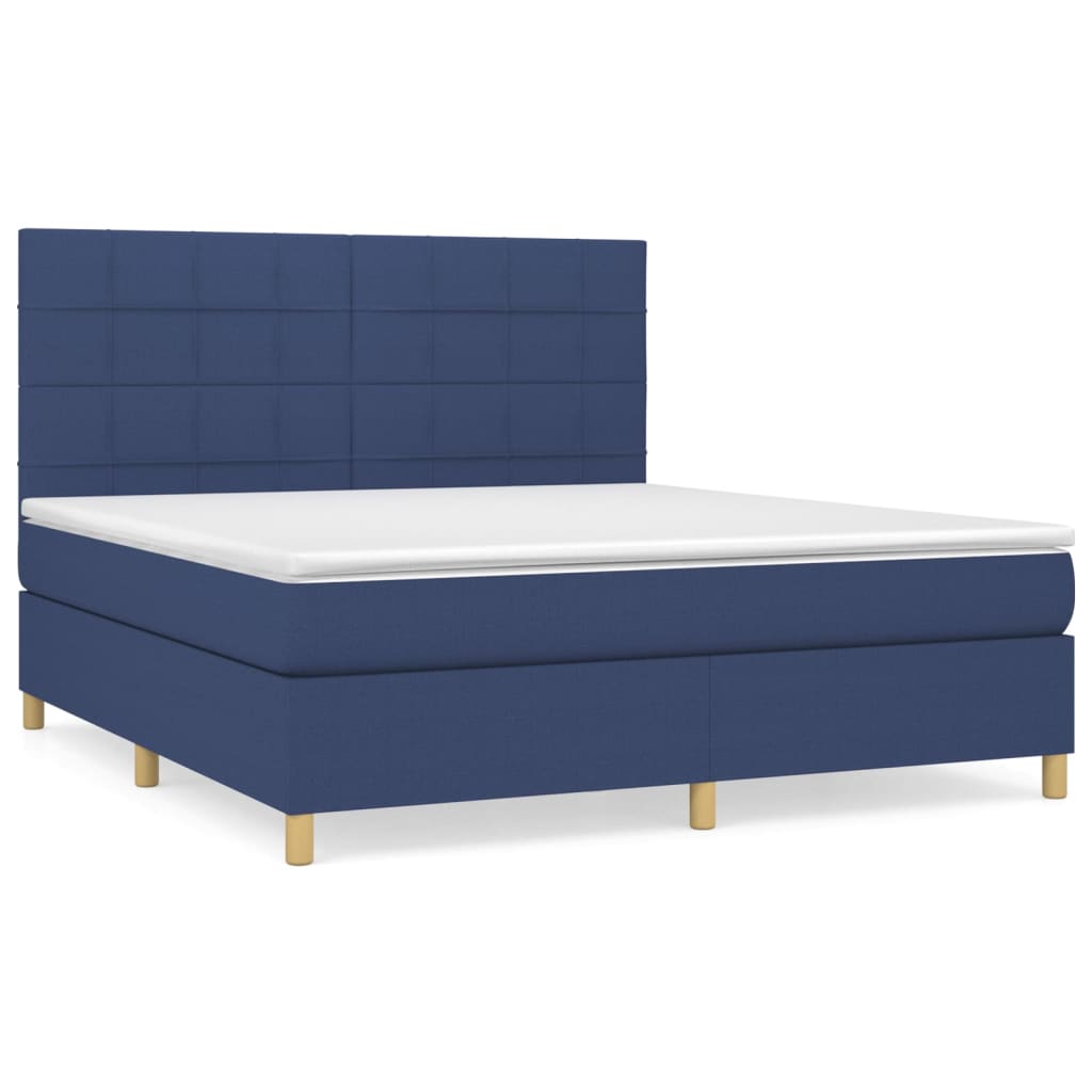 vidaXL Cama box spring con colchón tela azul 180x200 cm