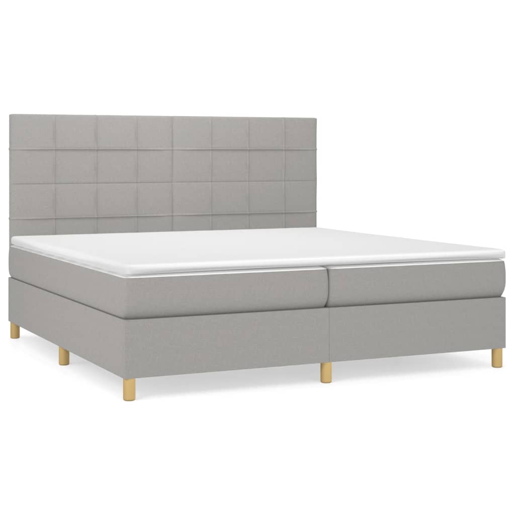 vidaXL Cama box spring con colchón tela gris claro 200x200 cm