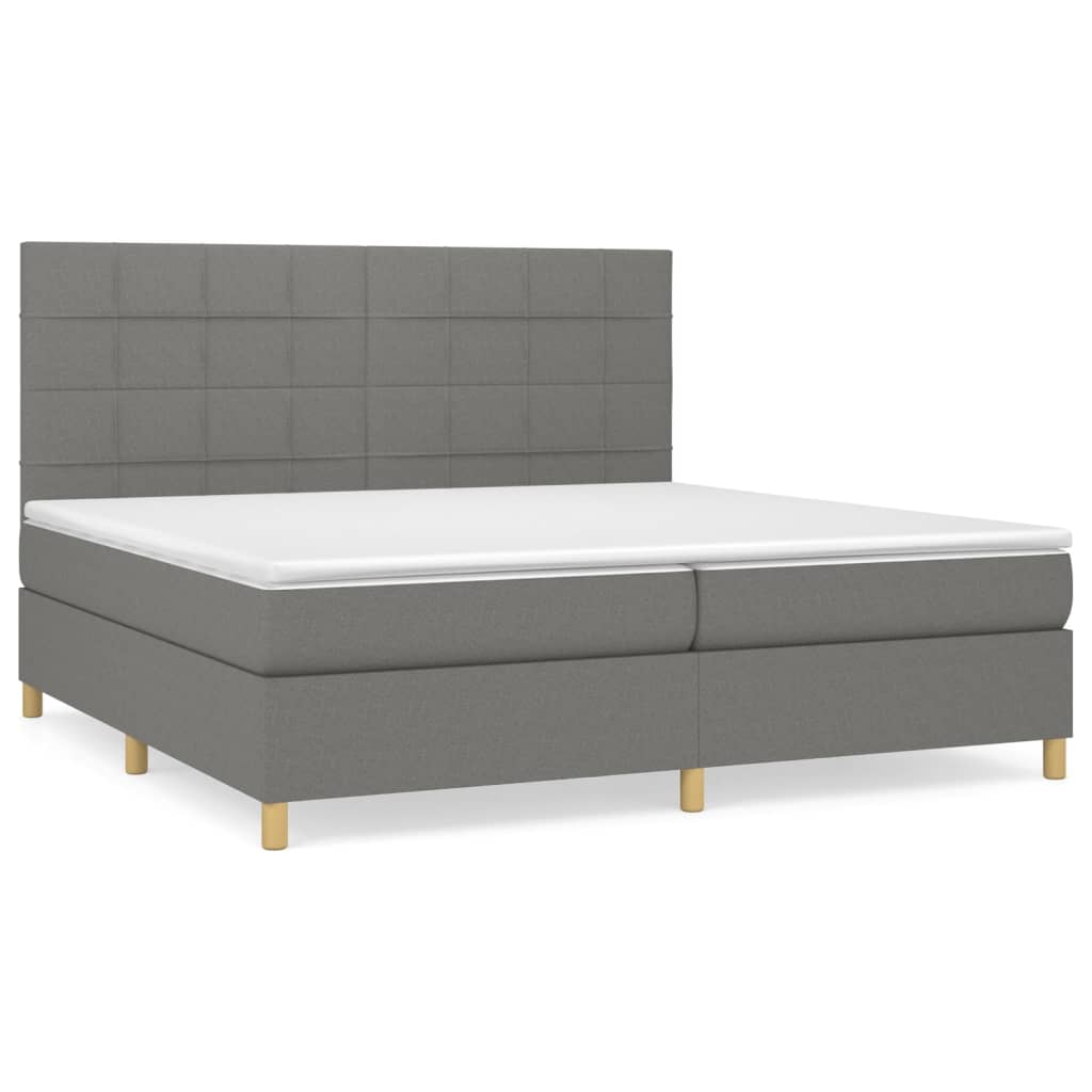 vidaXL Cama box spring con colchón tela gris oscuro 200x200 cm