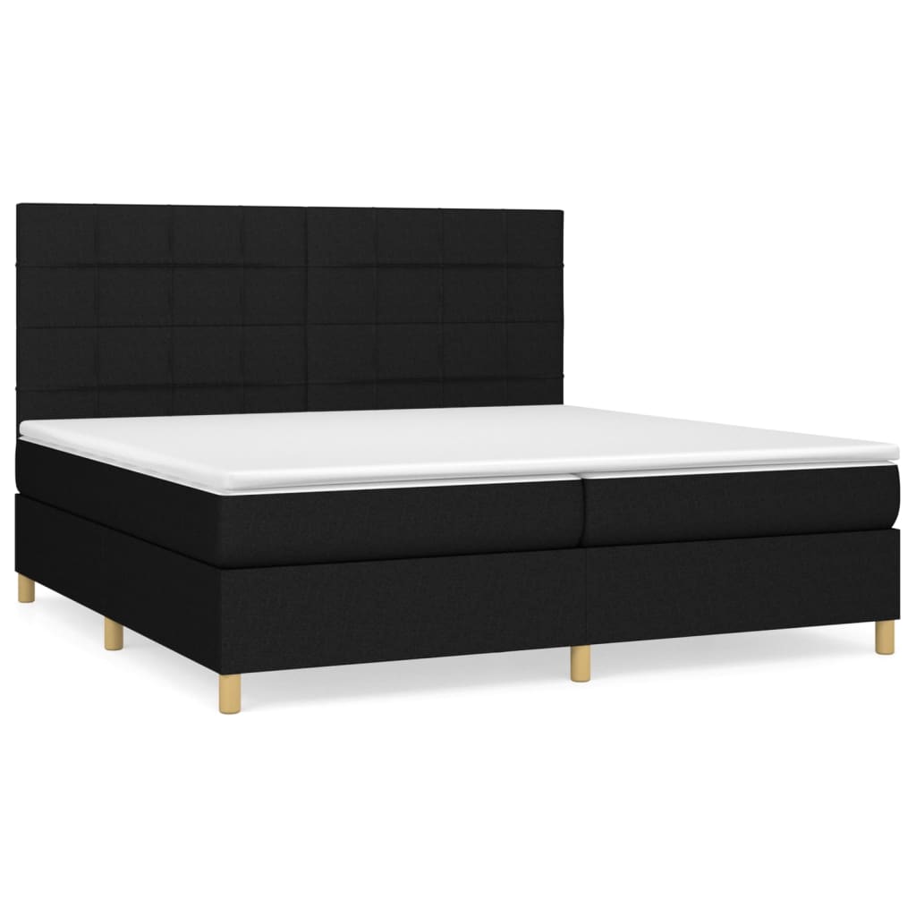 vidaXL Cama box spring con colchón tela negro 200x200 cm