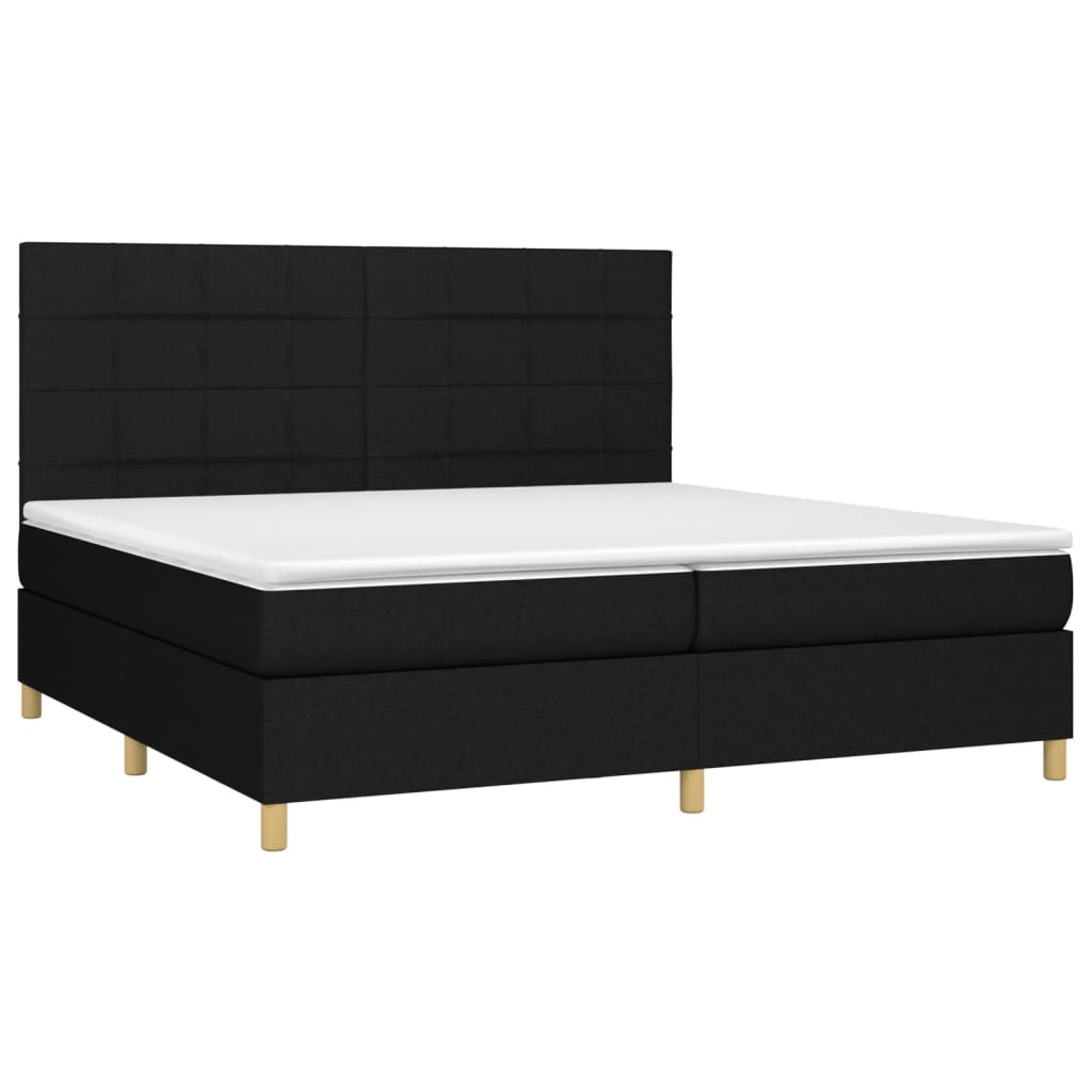 vidaXL Cama box spring con colchón tela negro 200x200 cm