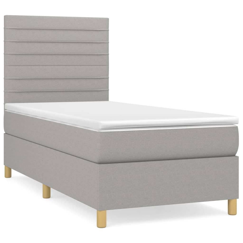 vidaXL Cama box spring con colchón tela gris claro 90x190 cm