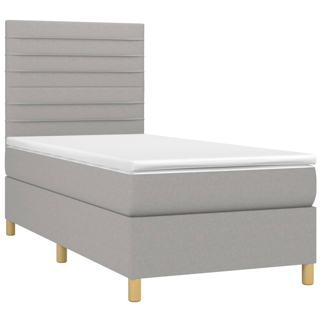 vidaXL Cama box spring con colchón tela gris claro 90x190 cm