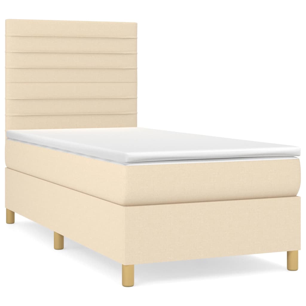 vidaXL Cama box spring con colchón tela color crema 100x200 cm