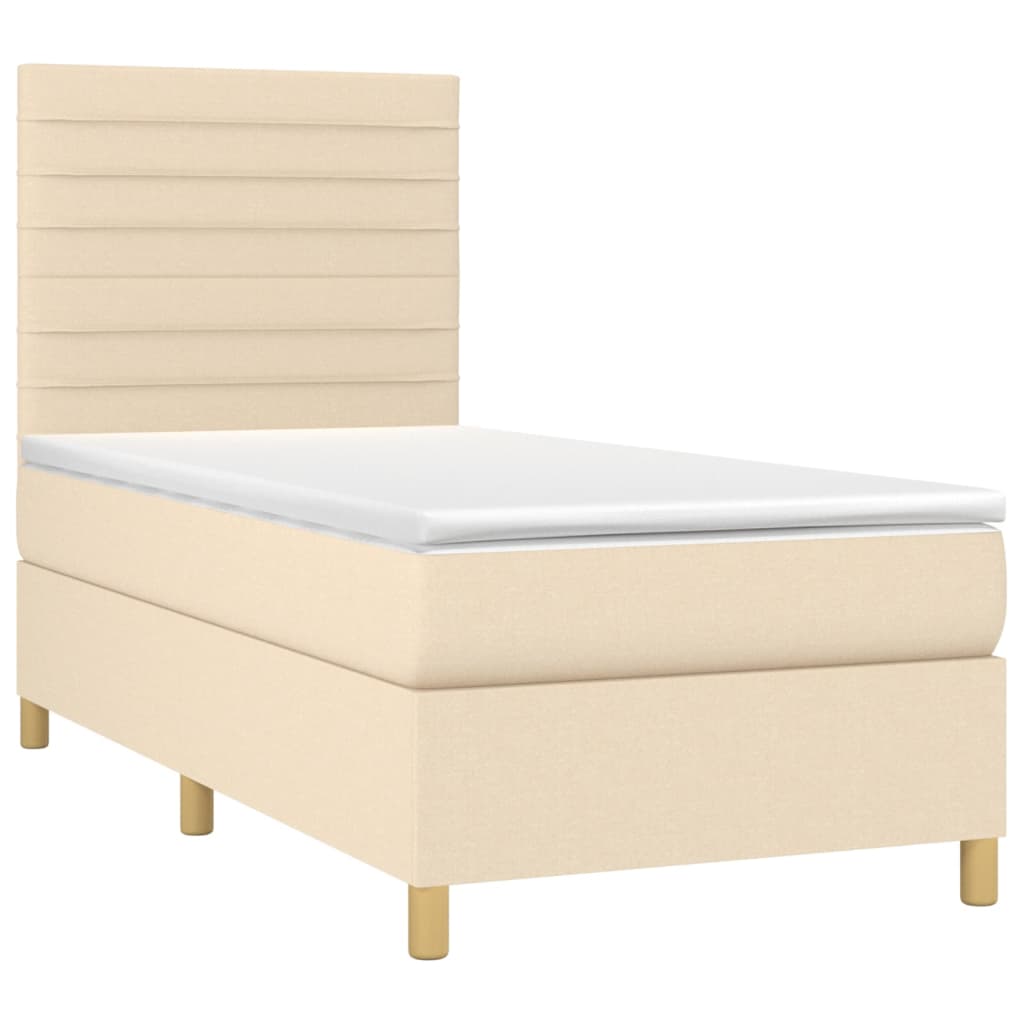 vidaXL Cama box spring con colchón tela color crema 100x200 cm