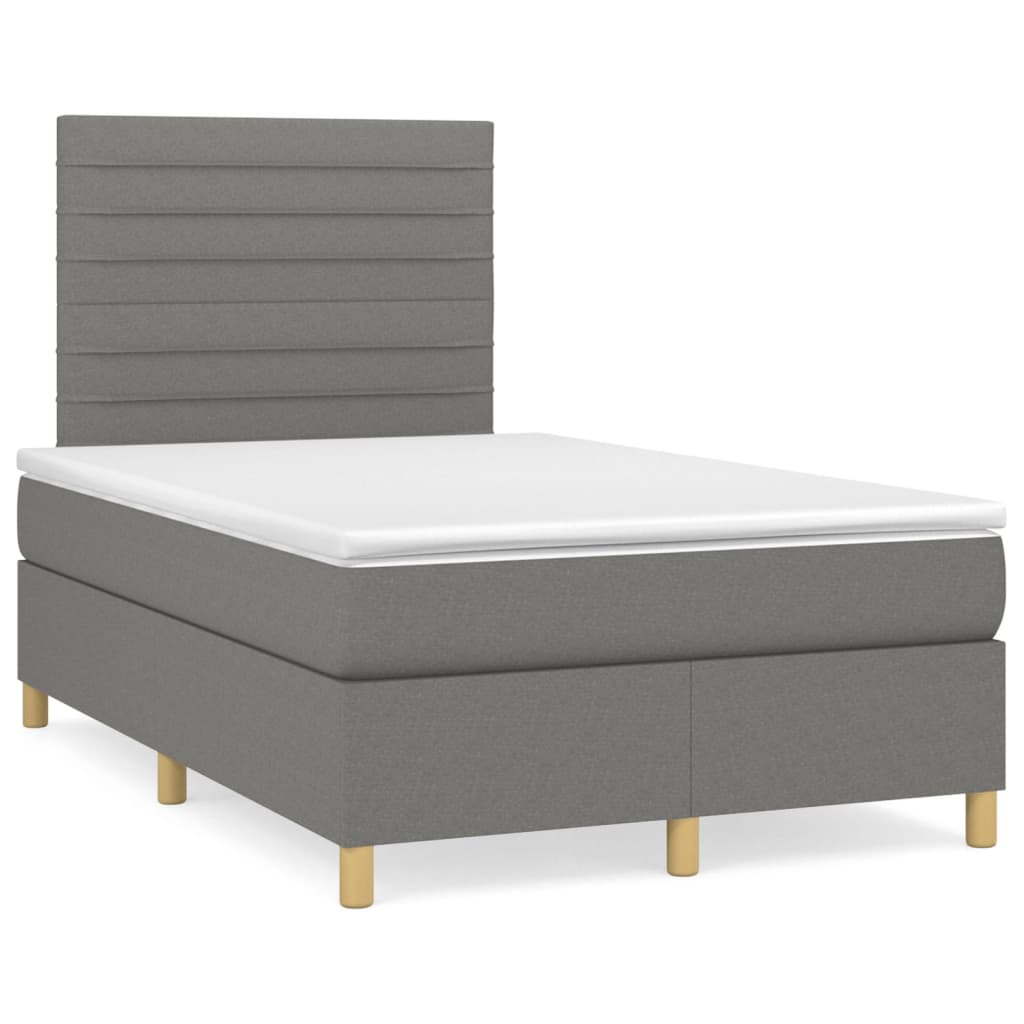 vidaXL Cama box spring con colchón tela gris oscuro 120x200 cm