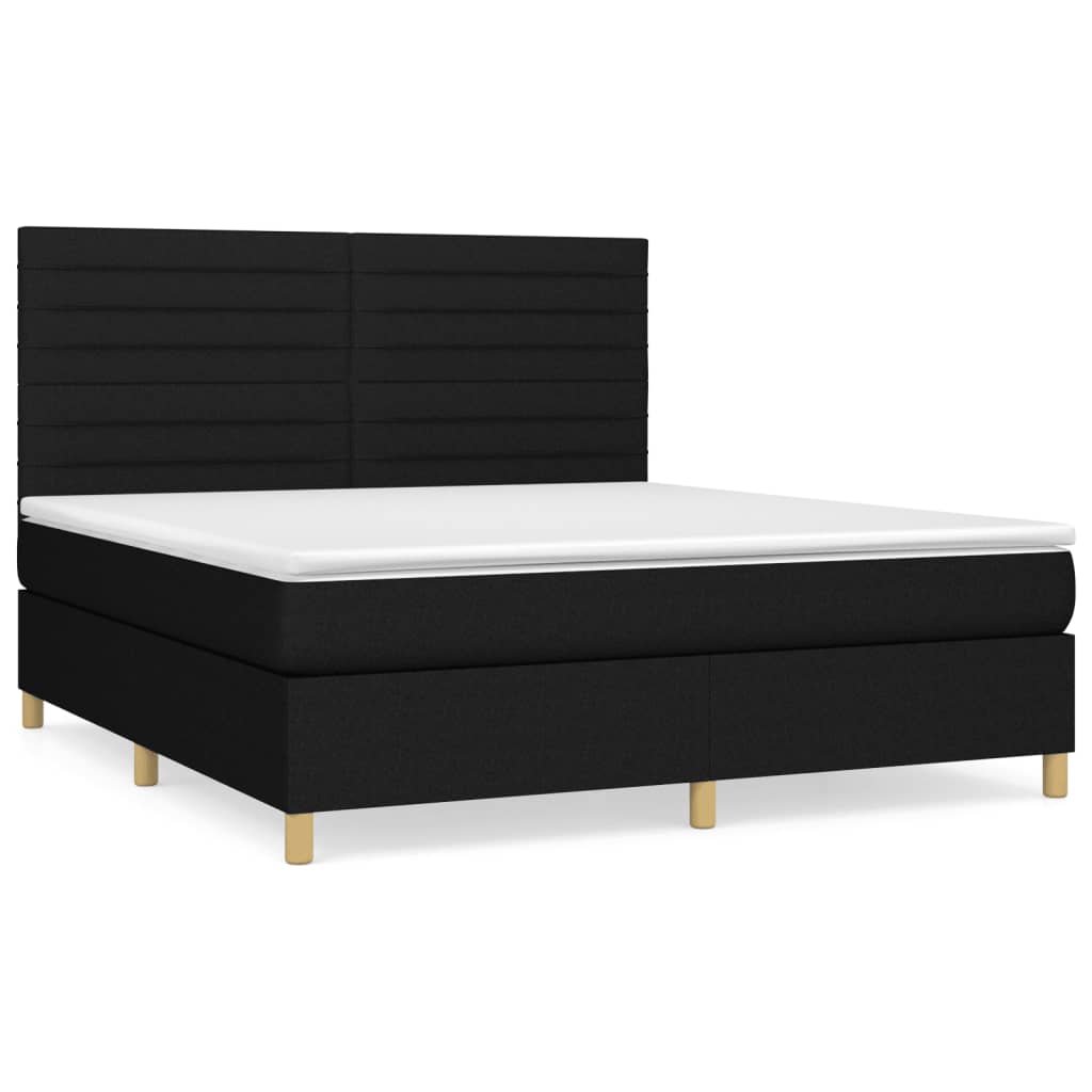 vidaXL Cama box spring con colchón tela negro 160x200 cm